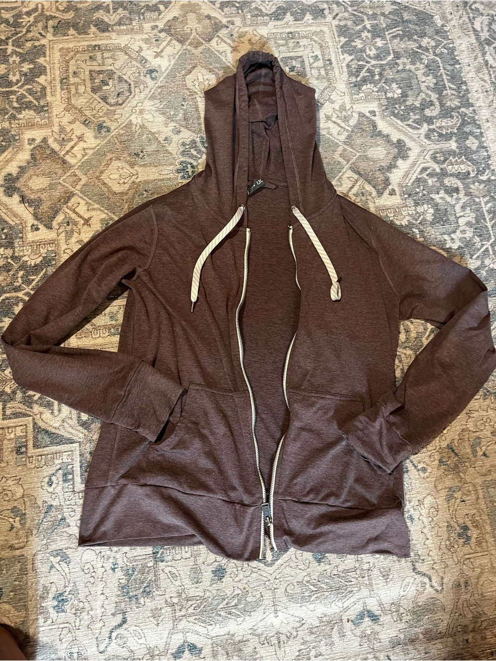 Vuori Brown Full-Zip Hooded Jacket with Drawstrings